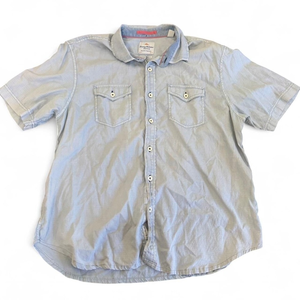 Tommy‎ Bahama Island Modern Fit Button Up Shirt, Blue, Men's Size XL